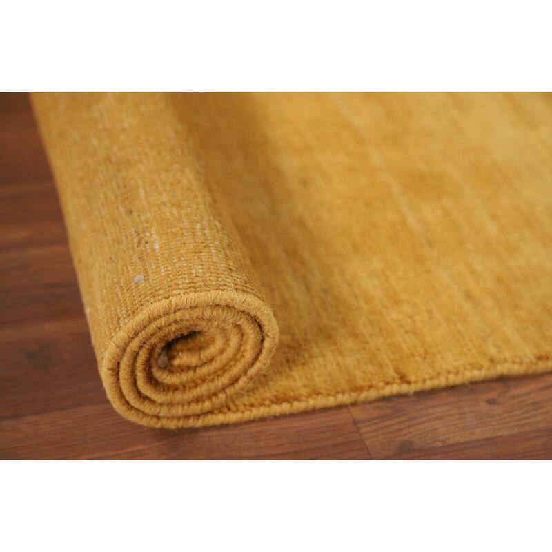 Yellow Gold Gabbeh Modern Foyer Rug Handmade Wool Carpet - 2'9"x 4'1"