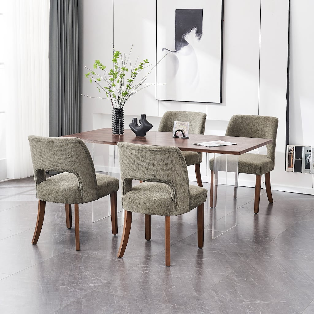 Dining Chairs Set of 2/4/6,Fabric Upholstered Kitchen Chairs with Wood Legs