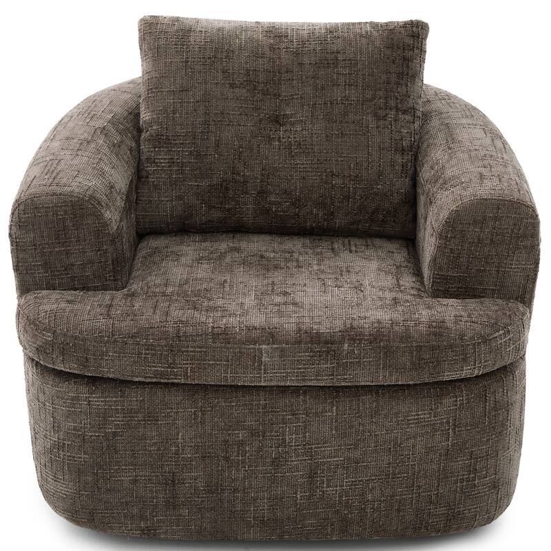 360°Swivel Sofa Chair Accent Barrel Chair 36.6" Swivel Round Chair with Dual-layer Cushion Design