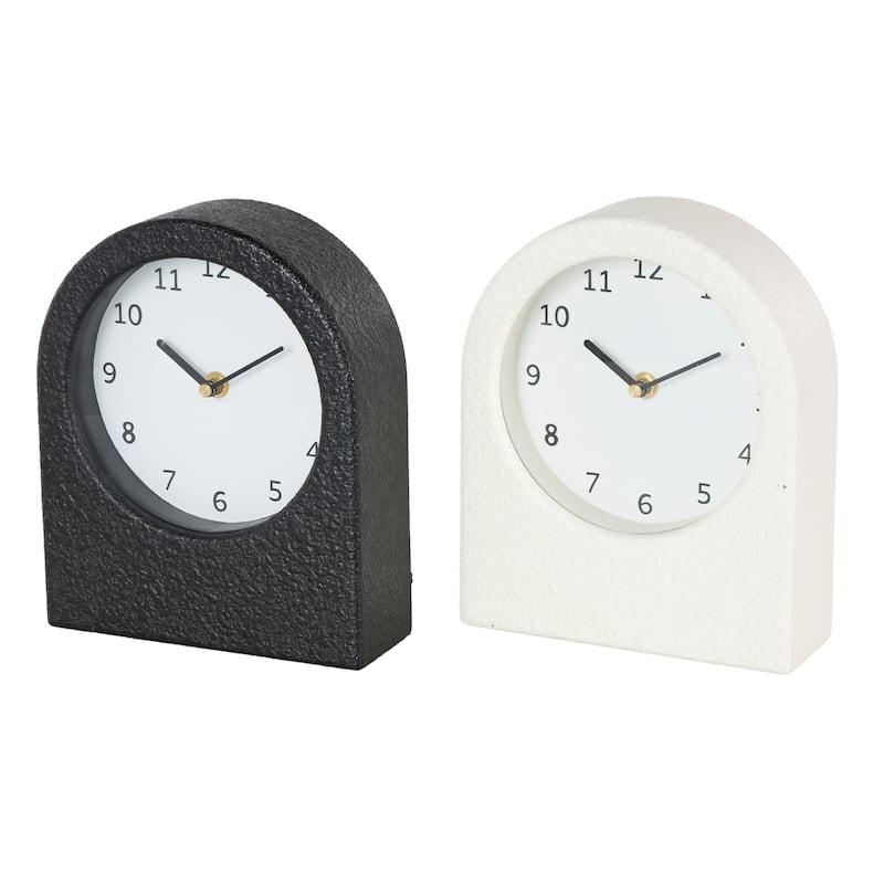 Wood Textured Decorative Clock with Gold Accents - Set of 2 Multi Colored - Roche River Decor