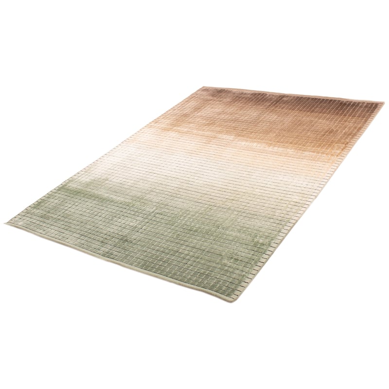 ECARPETGALLERY Hand Loomed Elysian Brown, Green Viscose Rug - 6'8 x 9'5