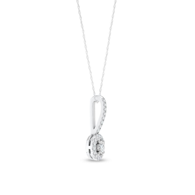 IGI Certified 1/4ct TDW Diamond Halo Pendant Necklace in 10K Gold for Women
