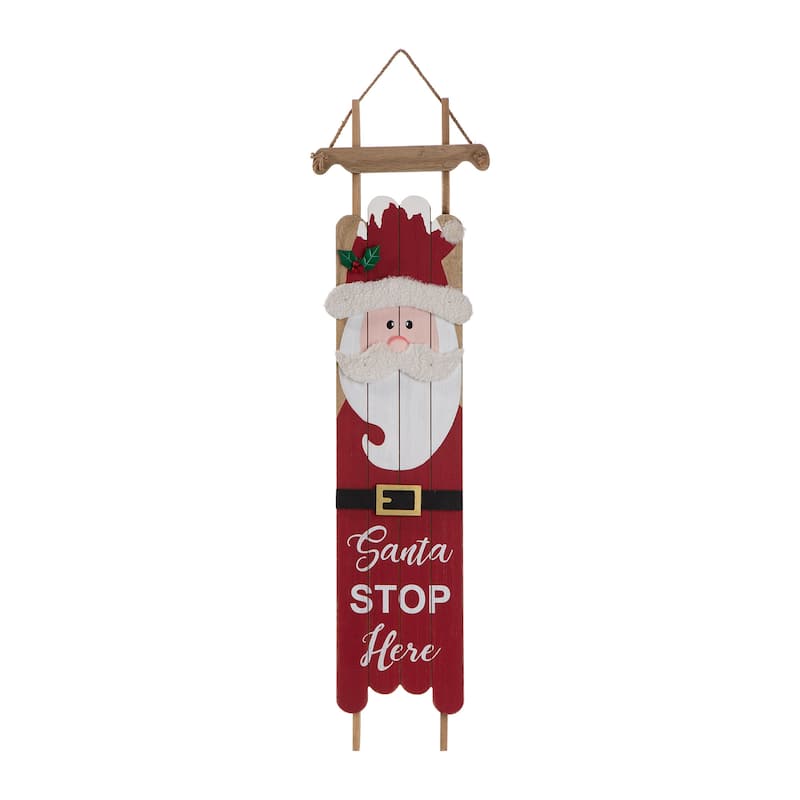 Glitzhome 42"H Wooden Christmas Sleigh Snowman or Santa Porch Sign