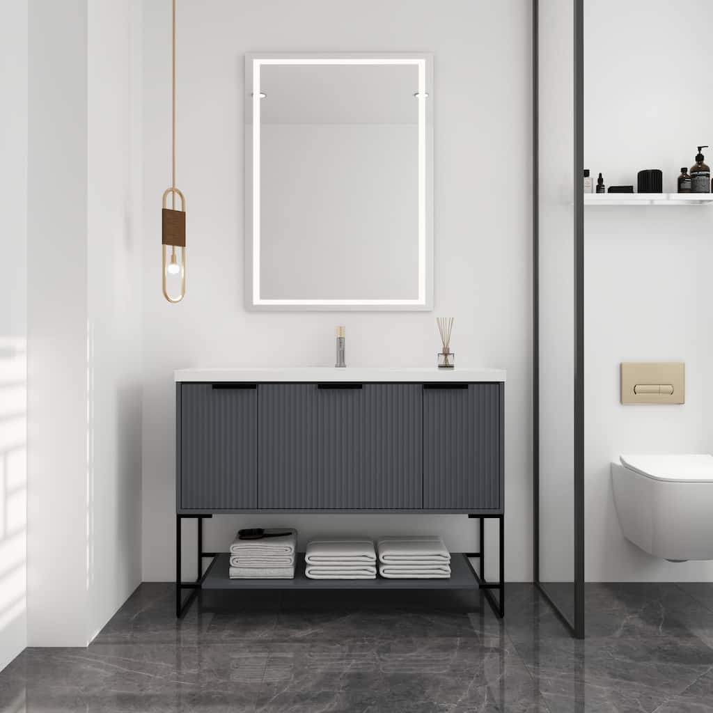 48 Inch Modern Freestanding Bathroom Vanity With Resin Basin