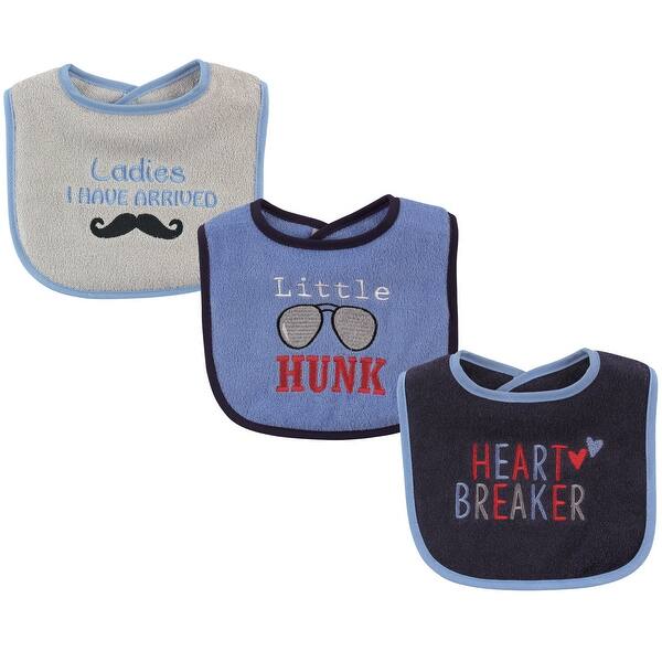 slide 1 of 1, Luvable Friends Baby Boy Cotton Drooler Bibs with Fiber Filling 3pk, Hunk, One Size - Hunk - One Size One Size - Hunk
