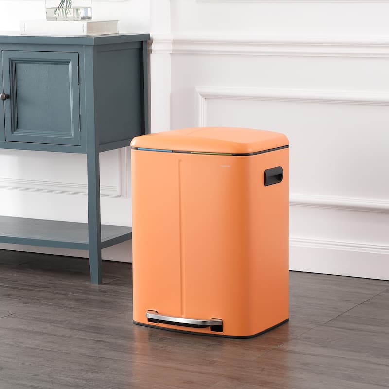 happimess 10.6-Gallon Double Bucket Trash Can with Soft Close Lid