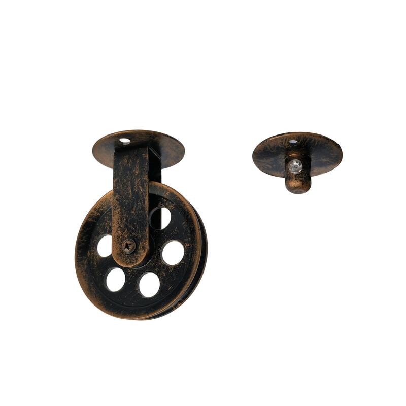 YANSUN Industrial Pulley Pendant Light with Rust Finish and Switch