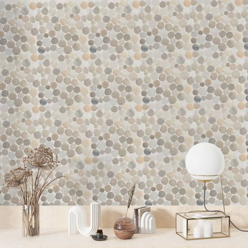 Sunset Round Mosaic, Backsplash Kitchen Walls, Shower and Bathroom Floors 12" X 12" (5 Sqft per case) - Case (5 Tiles)
