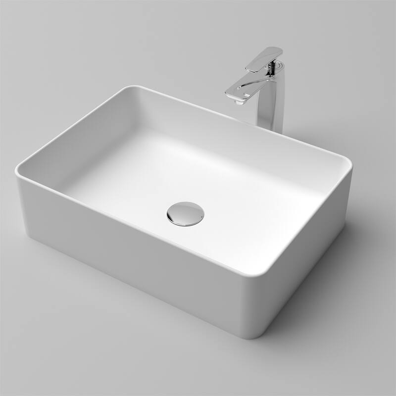Stone Resin Vessel Bathroom Sink Basin with Pop-Up Drain
