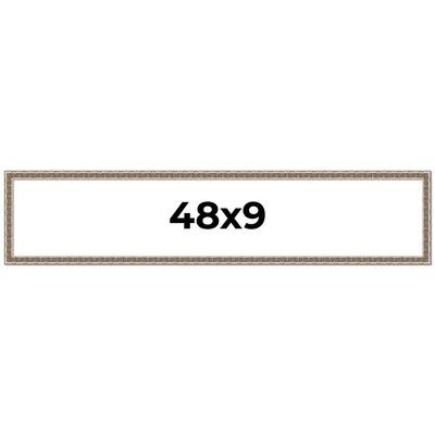 48x9 Frame Silver Versailles Ornate Solid Wood Picture Frame | 1 Inch