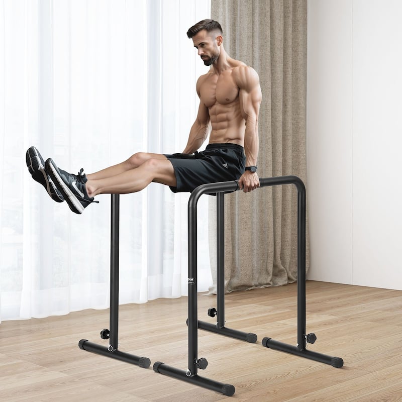 Adjustable Steel Dip Bar 440 lbs. Capacity, 3 Levels, Portable Gym - 25.8" x 18.85" x 40.23"