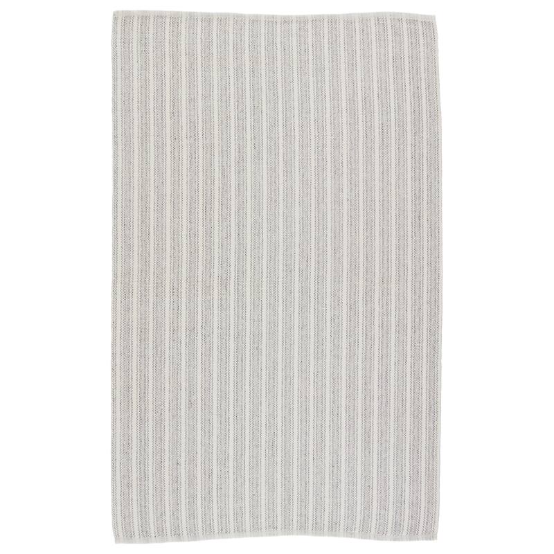 Janelle Indoor/ Outdoor Striped Light Gray/ Ivory Area Rug - 9'X12'