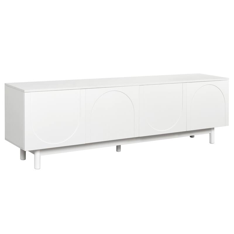 Modern Arch TV Console for TVs Up to 78'', Practical Media Console with Adjustable Shelves & Cable Management, Solid Wood Legs
