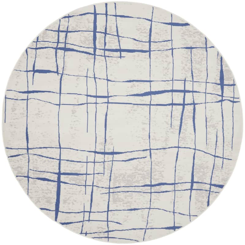 Guvu Power Loomed Distressed Geometric Abstract Modern Stain Resistant Area Rug By HomeRoots - 96' X '96' X '0.39
