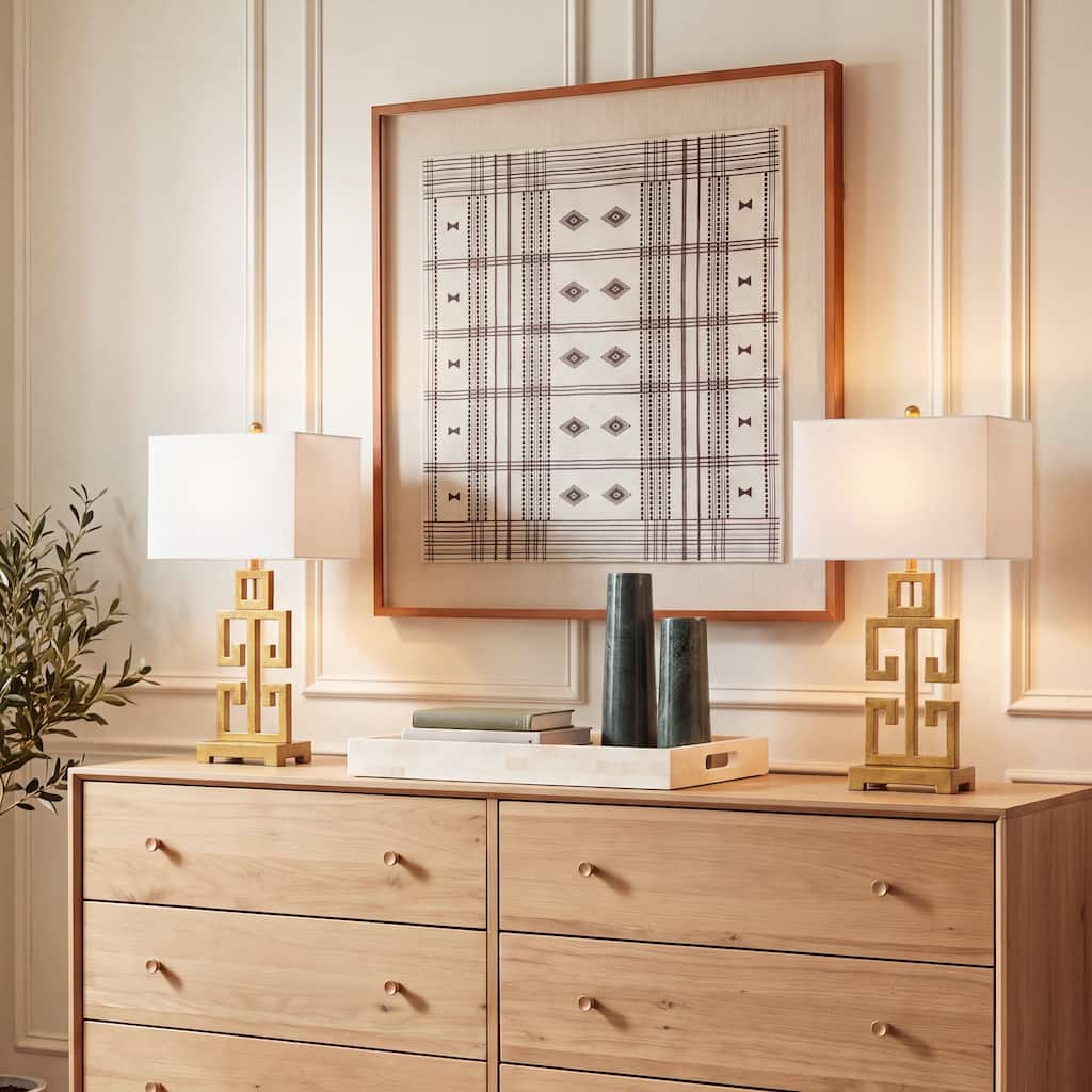 SAFAVIEH Lighting Chantelle Metal Table Lamp Set of 2, 29-Inch - 16"W x 9"D x 29"H
