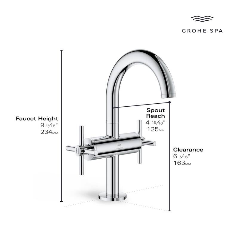 Grohe 21 148 Atrio New 1.2 GPM Single Hole Bathroom Faucet with Pop-Up - Starlight Chrome
