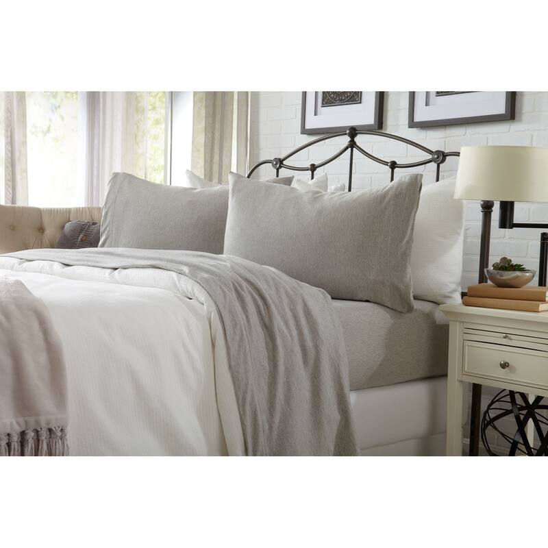 Premium Heathered Melange T-Shirt Jersey Knit Sheet Set