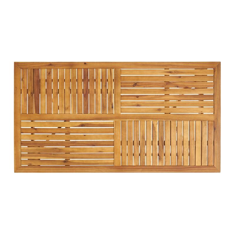 7-Piece Acacia Wood Outdoor Dining Set with Cushions, Teak Finish
