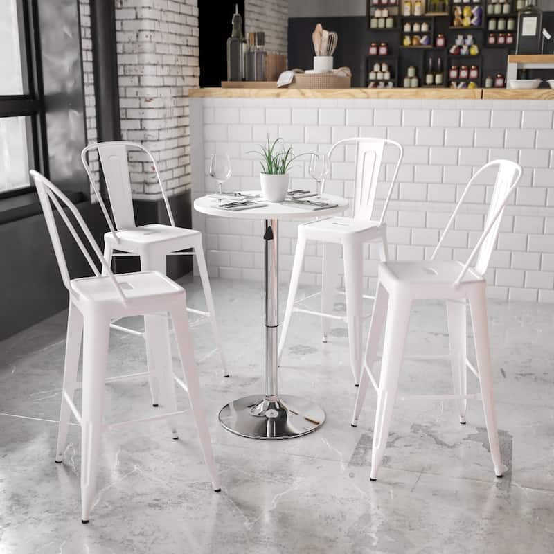 23.75" Round Adjustable White Wood Table (Adjustable Range 26.25" - 35.75")