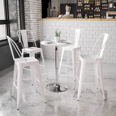 23.75" Round Adjustable White Wood Table (Adjustable Range 26.25" - 35.75")