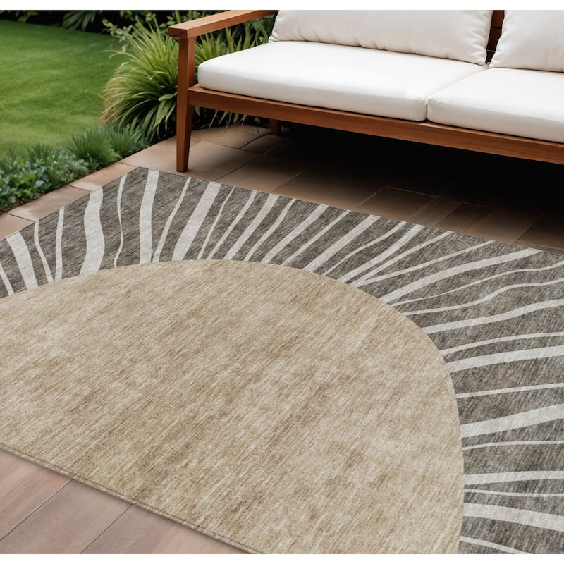 HomeRoots Abstract Transitional Rectangle Outdoor Rug - 8' X 10'