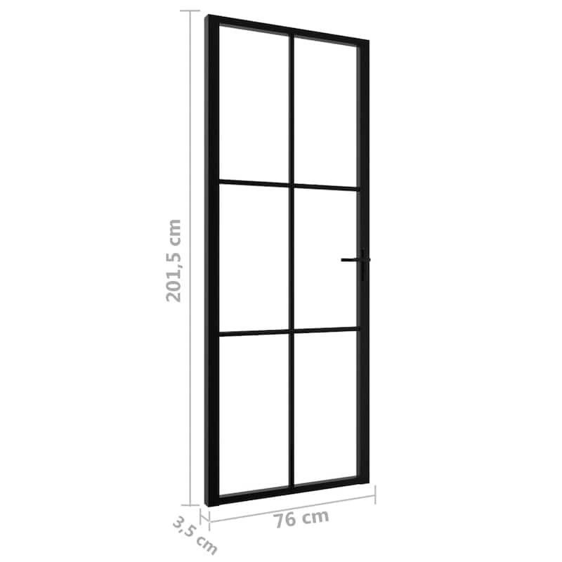 vidaXL Glass Door Interior Door with Alloy Handle ESG Glass and Aluminum Black