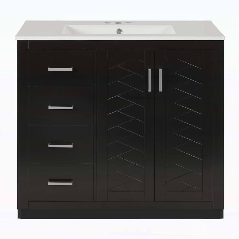 Freestanding Vanity Set with 3 Drawers& Soft Closing Doors