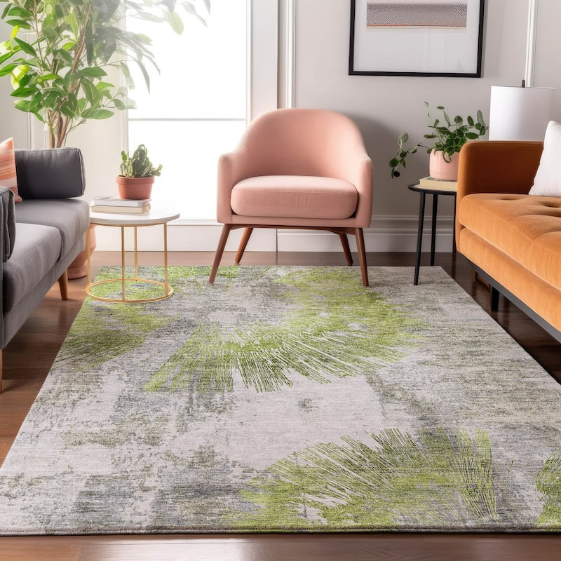Premium Washable Super Soft Modern Burst Mayfield Rug - Aloe - 9' x 12' - Rectangle
