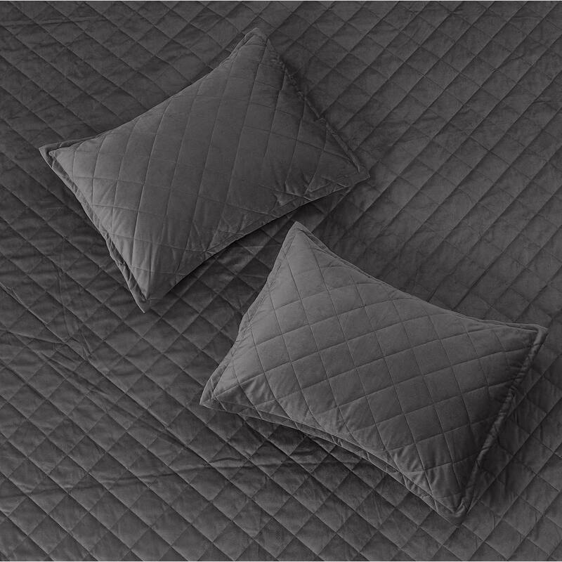 Serenta Velvet Quilts 5 Piece Ultra Soft Floor Touching Bedspread Set