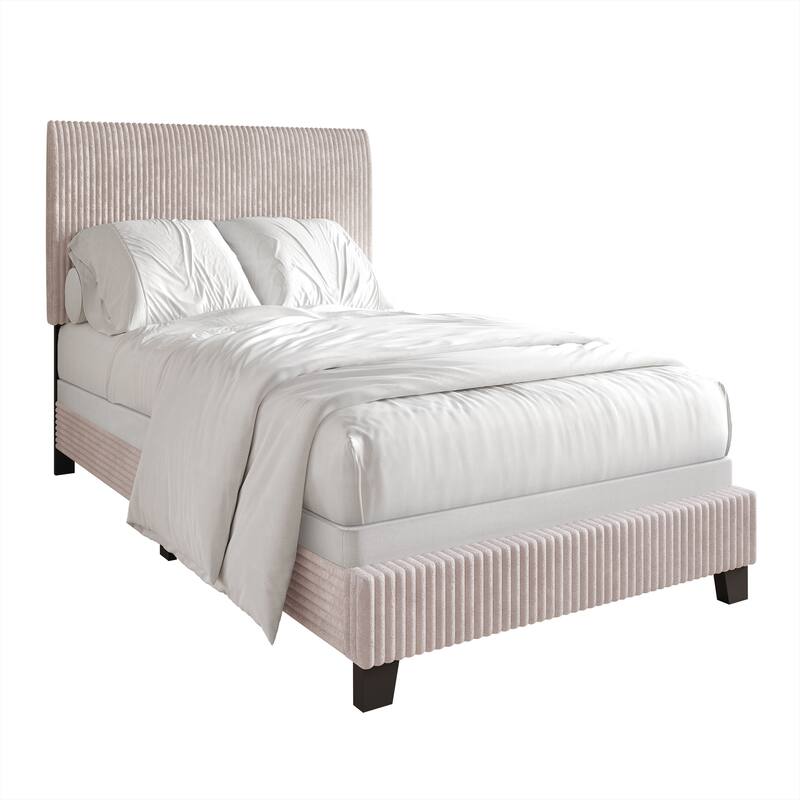 CraftPorch Corduroy Elegant and Chic Velvet Upholstered Bed