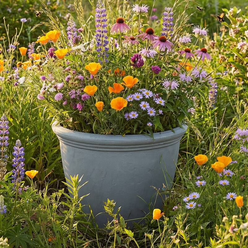 Sunnydaze Anjelica Polyresin Large Round Outdoor Planter