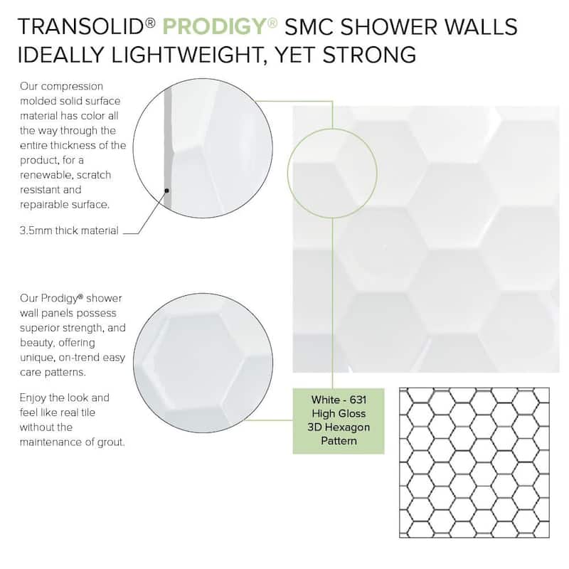 Transolid PWK603672 Prodigy 72" H x 60" W x 36" D Three Panel Shower