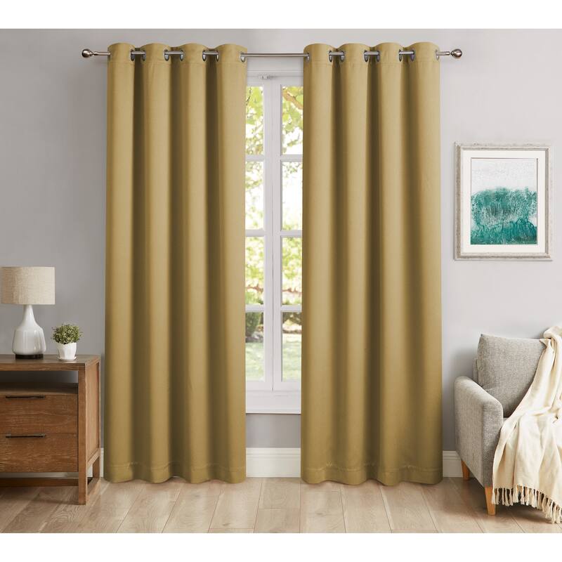 Blackout Curtains With Solid Color Design (Set of 2) - 52"x96" - Gold
