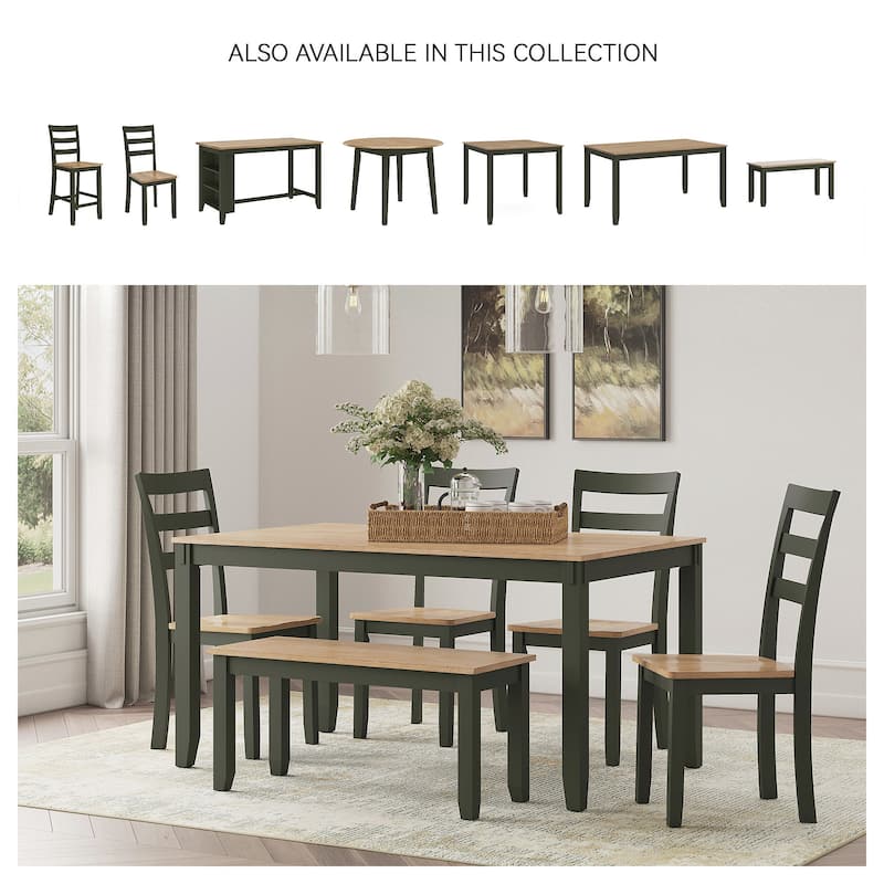 Signature Design by Ashley Gesthaven Dining Table with 4 Chairs and Bench (Set of 6)