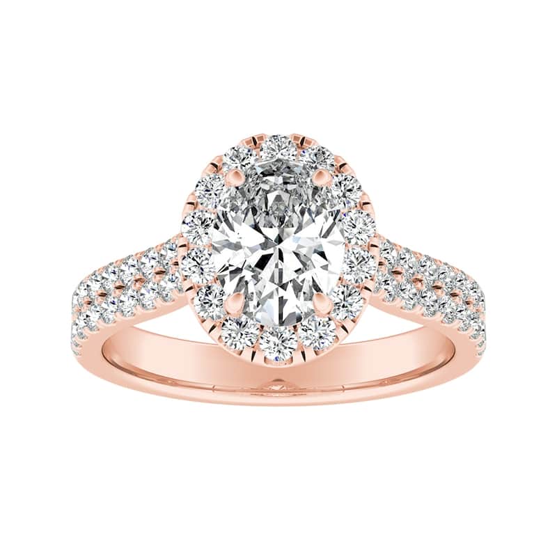 Auriya 14k Gold 1ctw Oval Halo Diamond Engagement Ring - 8.5 - Rose