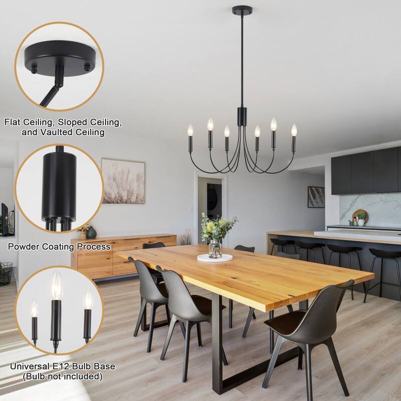 6-Light Modern Candlestick Hanging Linear Chandelier Lighting Island Chandelier for Kitchen Island