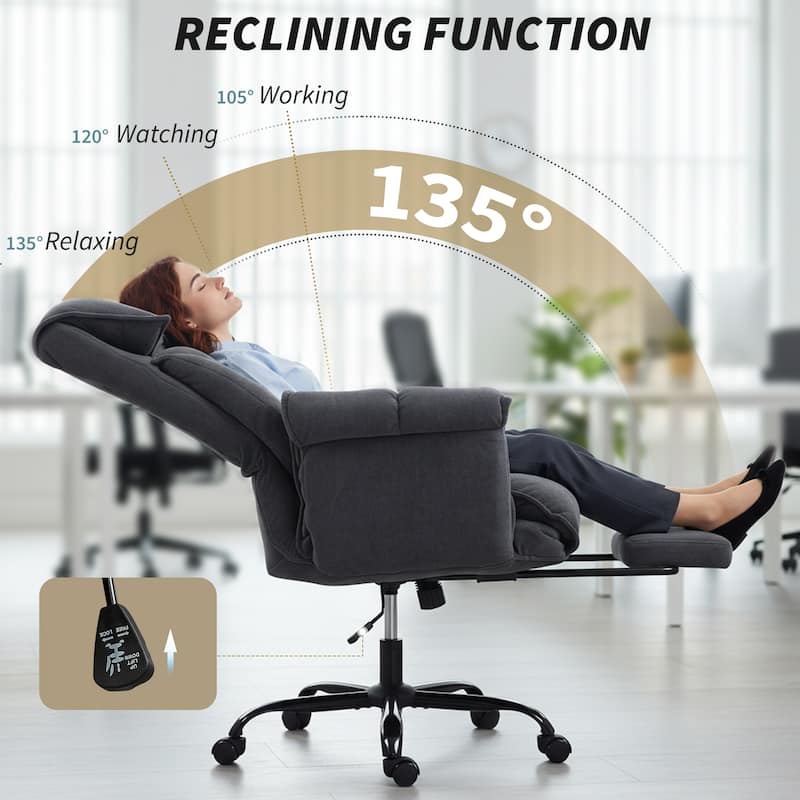 HOMCOM Executive Office Chair with Footrest, Reclining Swivel Computer Chair with High Back, Thick Cushion,Adjustable Height