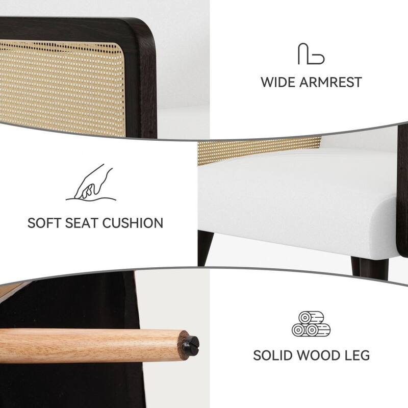 Fabric Accent Armchair with Solid Wood Legs