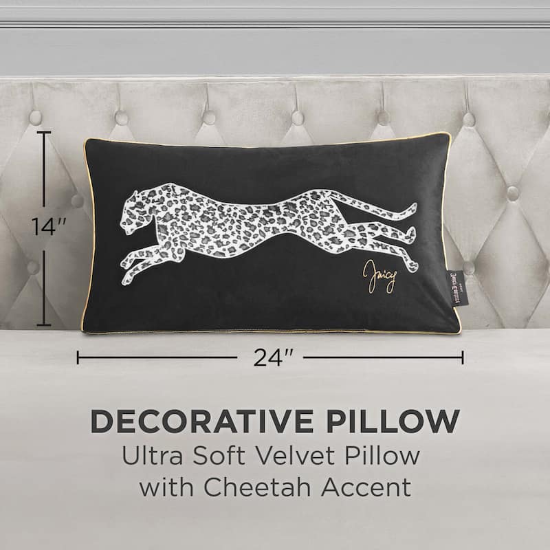 Juicy Couture Velvet Cheetah Pillow 14" x 24"
