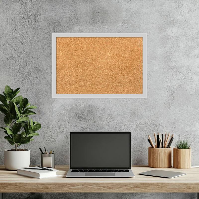 Incline Silver Wood Framed Cork Board - Bulletin Board, Organization Board, Pin Board