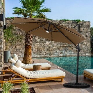 Ainfoxainfox Outdoor 10ft Solar Cantilever Offset Hanging Patio Umbrella Coffee Dailymail