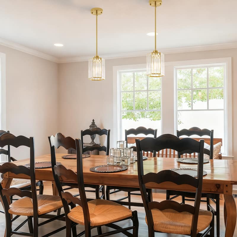 1-Light Crystal Pendant Lighting Fixtures for Sloped Ceiling