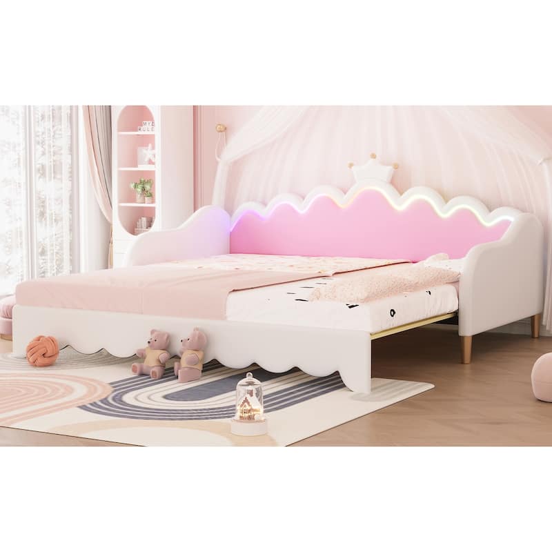 Twin Size Upholstered Daybed with LED Lights