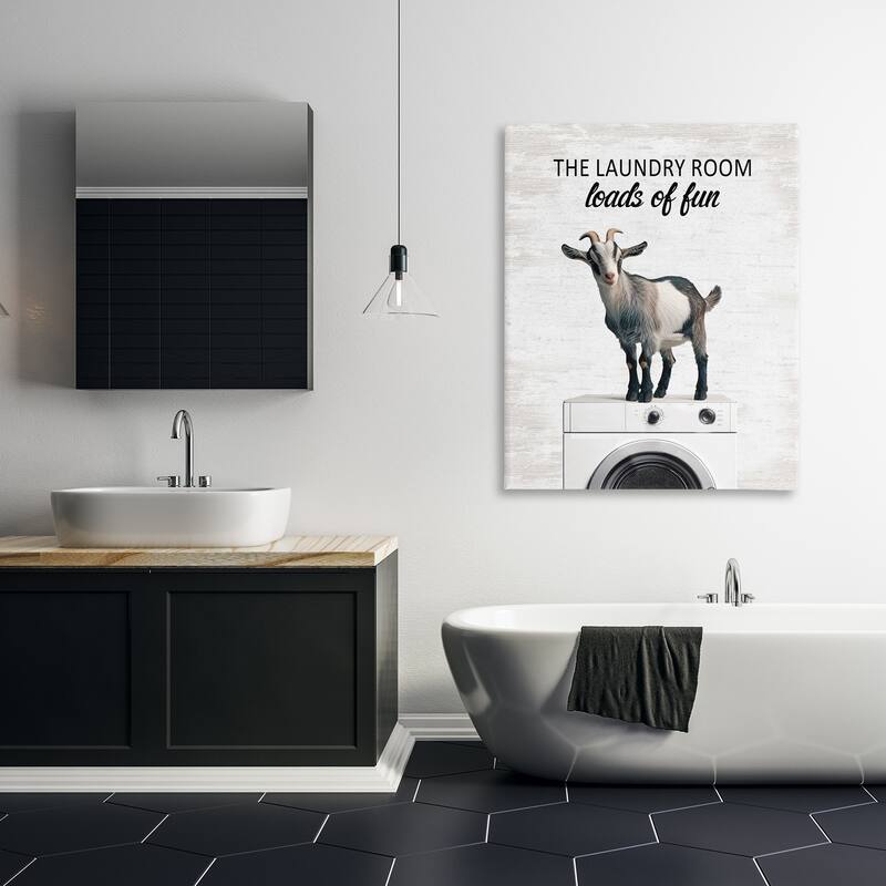 Stupell Loads of Fun Laundry Goat Canvas Wall Art Design By Lettered and Lined