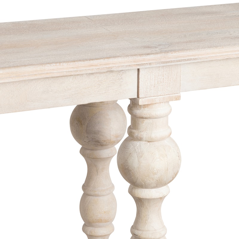 114 in. White Solid Wood Accent_Console_Sofa Table
