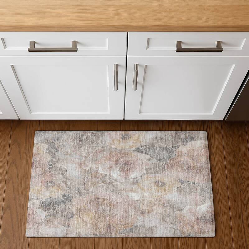 Premium Washable Super Soft Modern Floral Mayfield Rug - Taupe - 1'8" x 2'6"