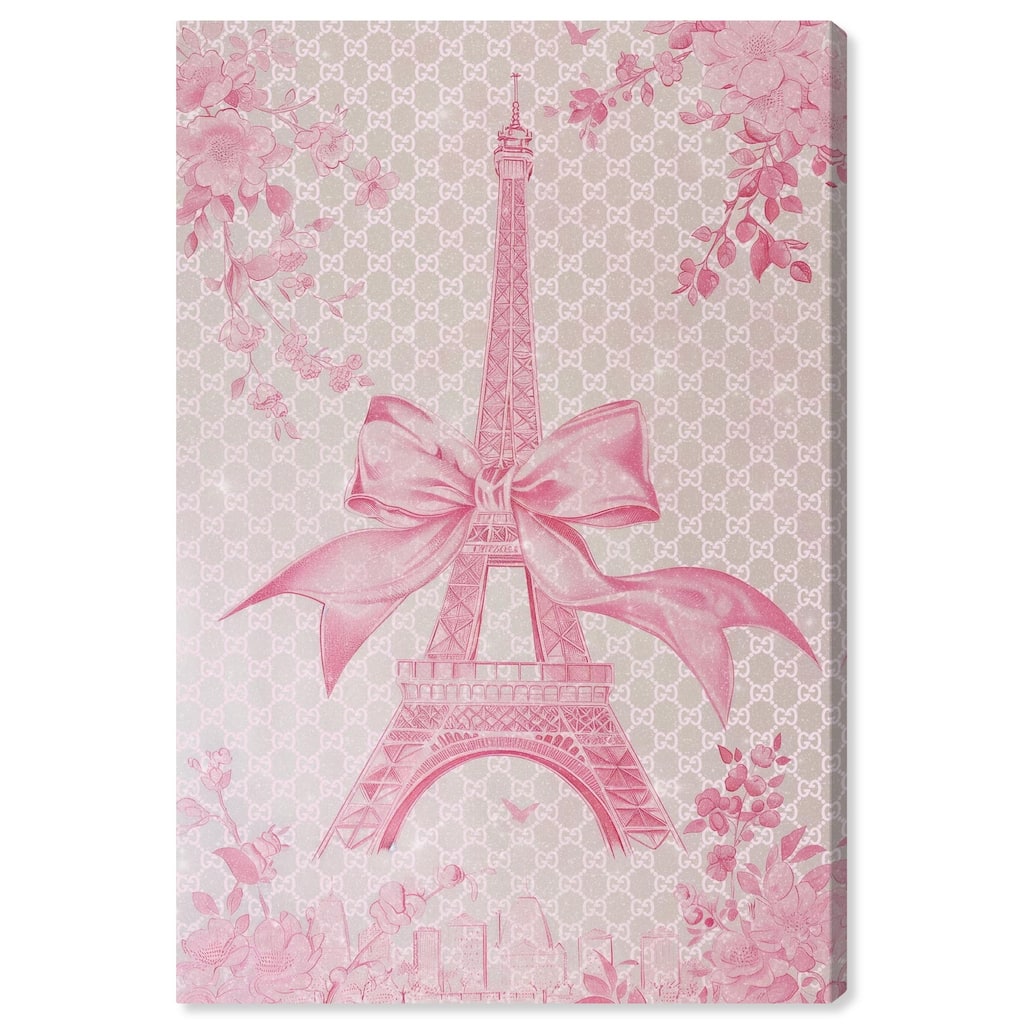 Ribbon Eiffel Tower Canvas by Art Remedy, Gallery Wrapped