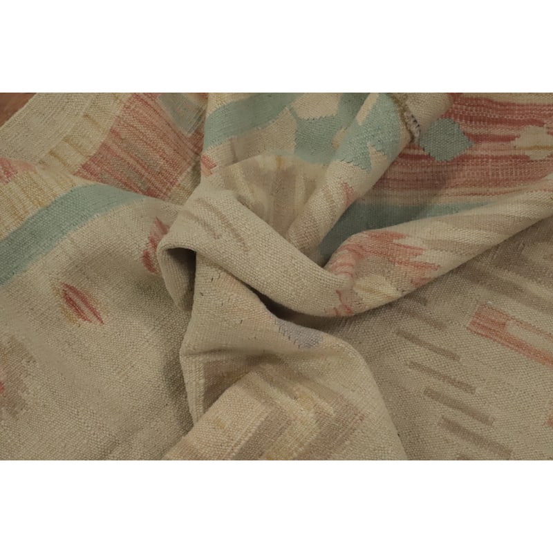Hand Woven Southwestern Wool Beige Geometric Area Rug - 6' 5'' X 4' 8''