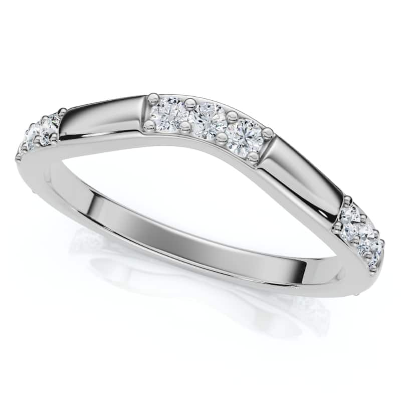 1/3Ct Diamond Contour Wedding Guard Ring Womens Band Gold Lab Grown