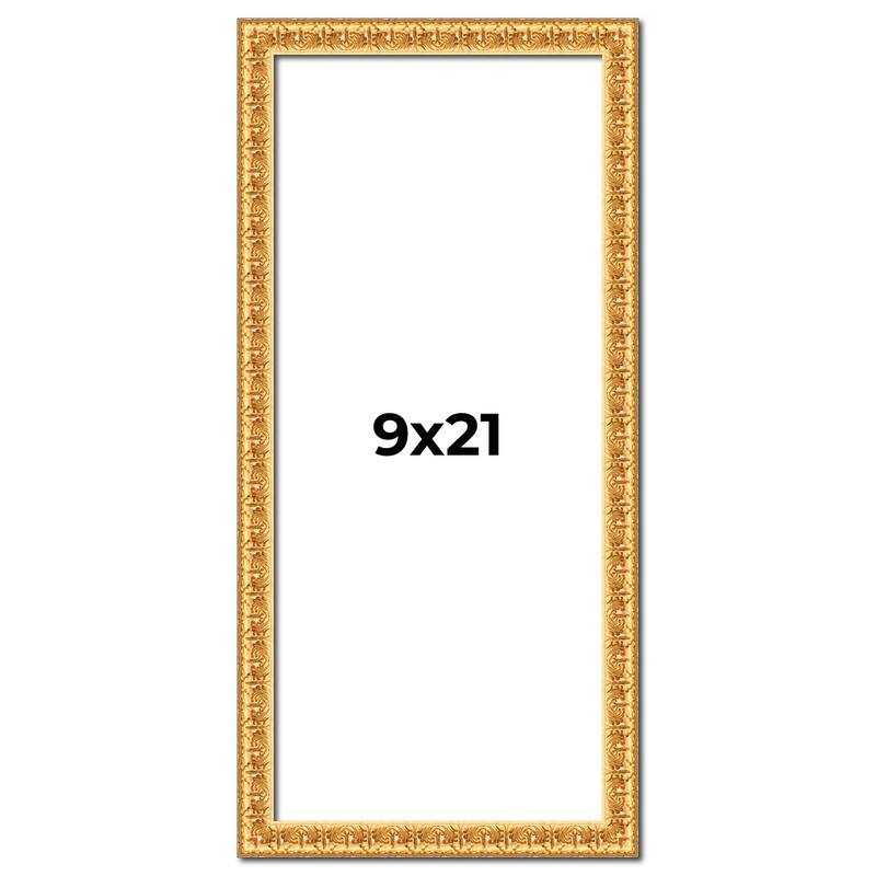 9x21 Frame Gold Real Wood Picture Frame Width 1 inches | Interior